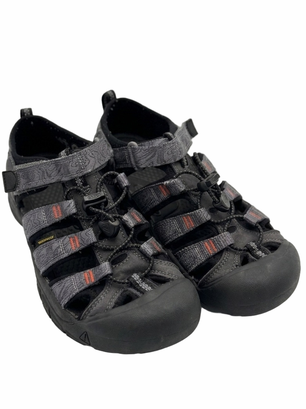 Keen Kids Sporty Black Grey Closed-Toe Hiking Sandals Red Accents US Size 4